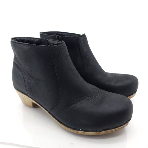 Dansko Maria 9302021400 Women's Eu 40 Bootie Black Leather Side Zip Ankle Boot - Picture 1 of 11